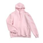 a pink hoodie